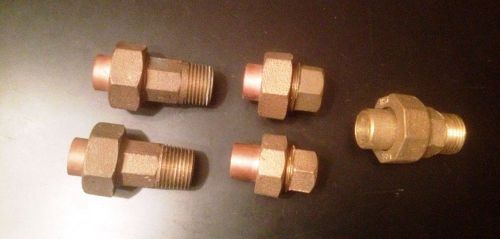 4 - 5/8 inch brass copper union fittings male &amp; female 1 brass only - new!! for sale
