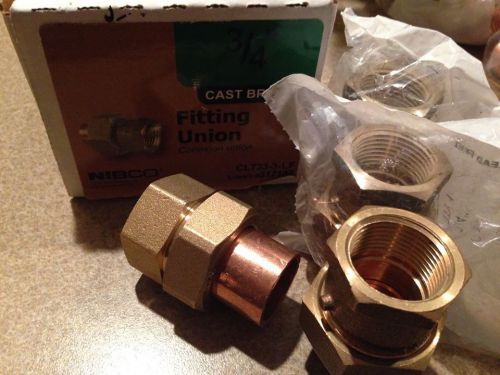 Lot of 4 nibco union fitting 3/4 inch 733-3-lf cast brass lead free c x f new for sale