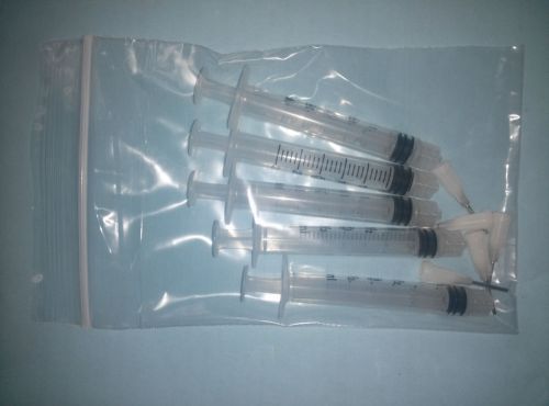 5 - precision glue syringe applicators + 5 tips - multi purpose and less mess for sale