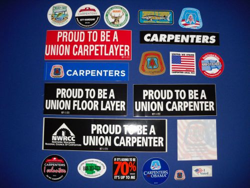 Lot of 21 Carpenters union Hard Hat/Lunchbox/Decals/Window/Bumper stickers
