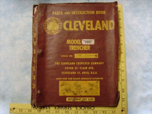 Vintage Original Cleveland Model 190 Trencher Parts &amp; Instruction Brown Book nr