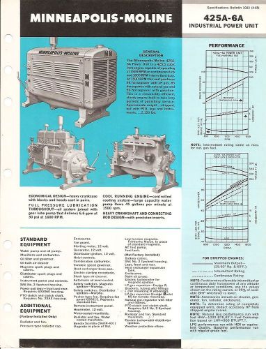 Equipment Brochure - Minneapolis-Moline - 425-6A Engine Power Unit c1965 (E1782)