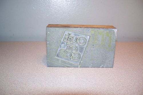 Vintage 1970&#039;s GAS SHORTAGE &#034;OUT OF GAS&#034; Newspaper Printing Block