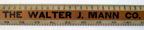 Vintage Walter J. Mann Printing Company San Francisco 24&#034; Wooden Ruler w/Picas