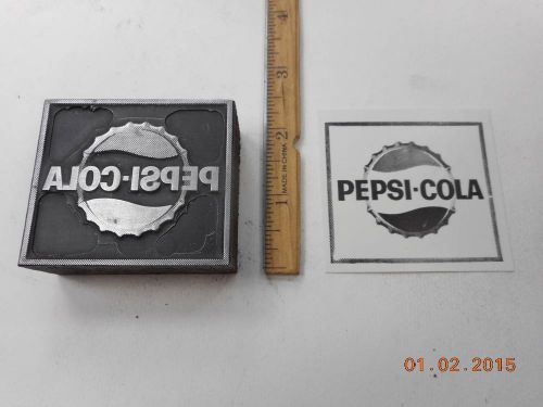 Letterpress Printing Printers Block, Pepsi Cola Bottle Cap, Wave Emblem, Frame