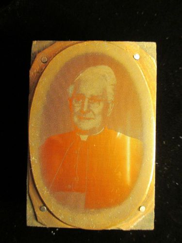 Vintage Wood Copper Printing Block maybe a Pope very nice NR