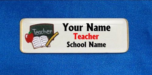Teacher blackboard book custom personalized name tag badge id teaching school for sale