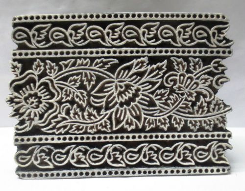 VINTAGE WOOD HAND CARVED TEXTILE PRINTING ON FABRIC BLOCK STAMP UNIQUE DESIGN 13