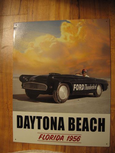Racing Auto Metal Sign Daytona Beach  Florida Ford Thunderbird- 16x12 Inches