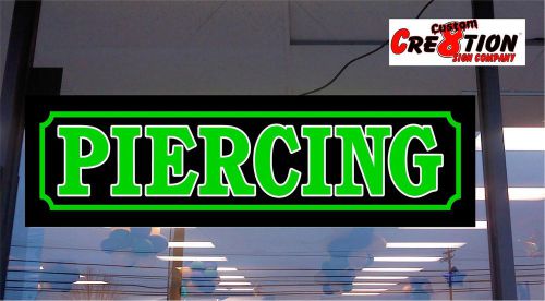 LED Light Up Sign - PIERCING - Neon - Banner Altern.- Tattoo Shops, 46&#034;x12&#034;