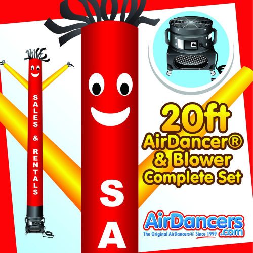 Red &amp; yellow sales &amp; rentals airdancer® &amp; blower 20ft tube man set for sale
