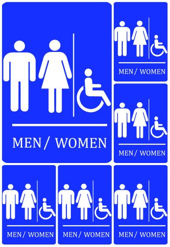 Unisex information sign restroom bathroom set of 6 signs wheelchair s106 usa for sale