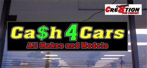 Led light up sign - cash 4 cars - neon/banner altern. 46&#034;x12&#034; window signs for sale