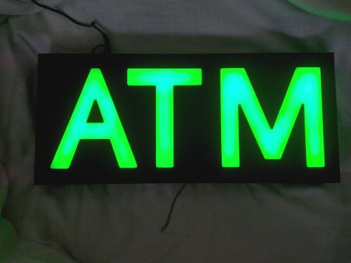 AUTHENTIC GREEN LED NEON  CASH MACHINE ATM ILLUMINATED SIGN NEW!