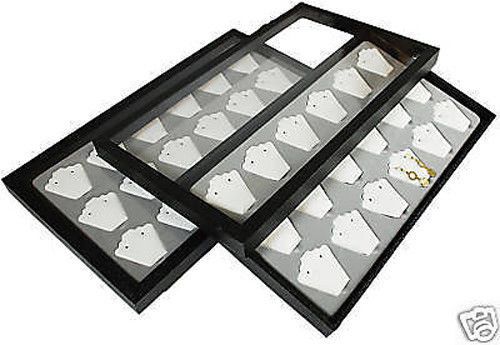 WHITE EARRING  ACRYLIC LID JEWELRY DISPLAY CASE TRAY