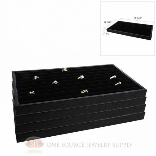 (4) ring displays continuous rows black velvet  insert plastic stackable trays for sale