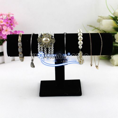 Black Velvet 1 Tier Jewelry Bracelet Necklace Watch Display Stand Holder T-bar