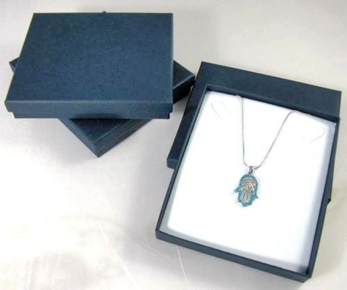 Lot of 3 new blue paper box jewelry gift package necklace pendant earrings set for sale
