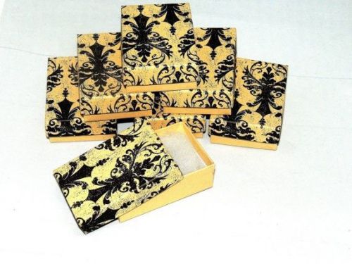 10 rare 3.25x2.25 distressed damask cotton lined jewelry presentation boxes, for sale