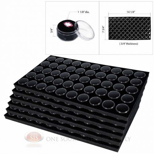 (6) 50 Black Gem Jar Foam Inserts Tray Jewelry Display Organizer Gemstones