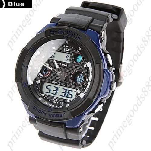 Waterproof digital date analog men&#039;s wrist quartz wristwatch free shipping blue for sale
