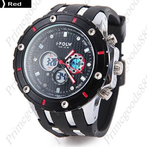 Lcd waterproof analog silica gel digital quartz men&#039;s wrist wristwatch red for sale