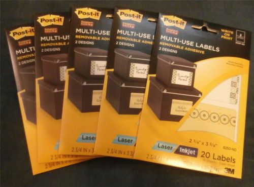 5 PKS Post-it Multi-Use Designer Series 100 Labels, 2 Designs 6250-ND