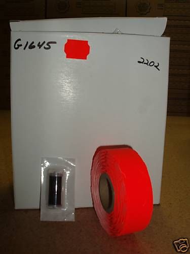 METO 2202 BLANK FL RED LABELS WITH INK ROLLER  1 BOX