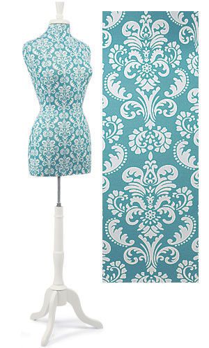 Woman&#039;s damask white base dressform dressmaker form tripod mannequin shapes blue for sale