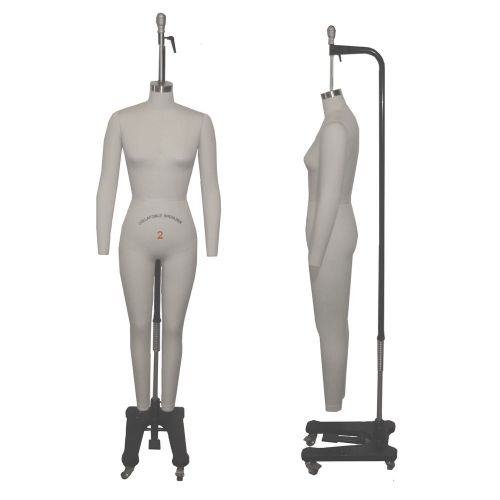 Full body professional dress forms sewing form size 2 w/two removable arms for sale