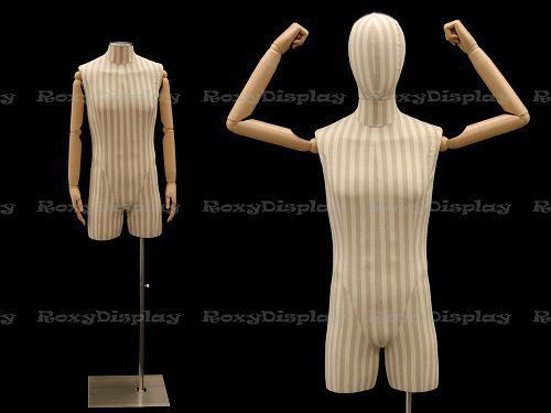 Linen male body hard foam dress form with arms and head #jf-m2slarm+bs-05 for sale
