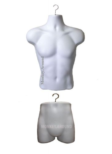2 Dress Mannequin White Form Male Torso Body + Trunk Display Men Clothing NEW