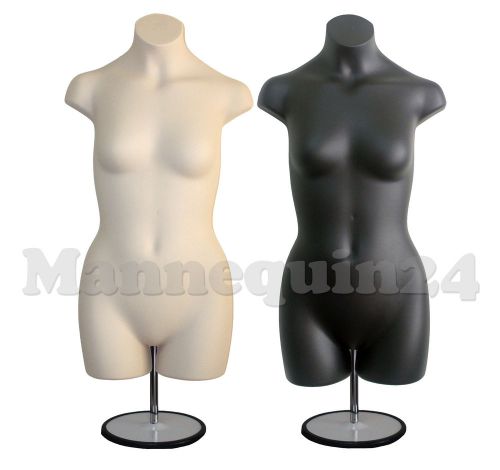 Teen girl dress mannequin forms 2 pcs (for size 12-14 / flesh &amp; black) + stands for sale