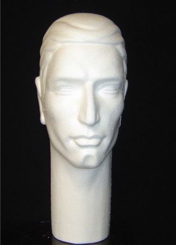 Four (4) 16&#034;H Stylized MALE Mannequin HEAD Forms-White