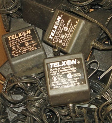 Lot of 10 Telxon Class 2 Transformer AC Adapter 18V, 481808003CT 800mA