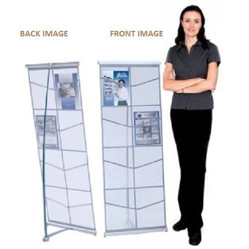 Portable Mesh Literature Display Floor Stand with Carrying Case, Double Tier