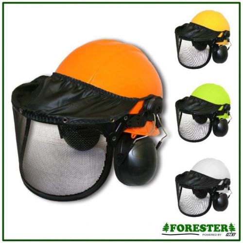 Chain saw safety helmet,forester w/ face shield,ear muffs,rain shield reg $59.99 for sale