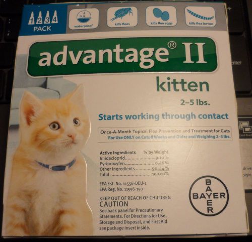 Advantage II Kitten,Light Blue, up to 5 lb, 4 count BRAND NEW SEALED no reserve