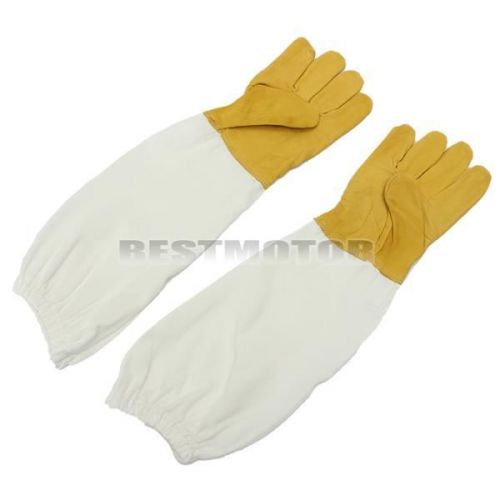 Pair Beekeeping Goatskin Gloves Long Sleeve Protective Equipment XL 50cm 19.68&#034;