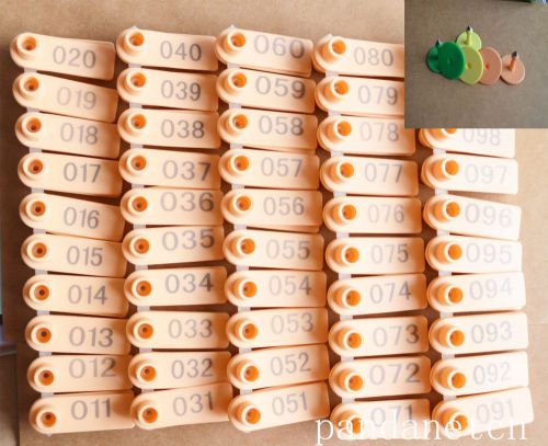 Orange Sheep Goat Ear Tag  Lable Identification  With Number Eartag 100sets NEW