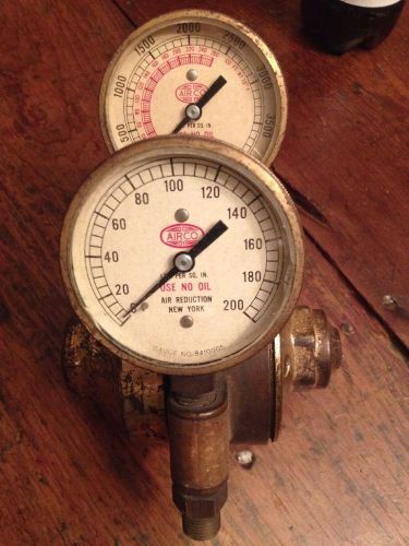 Vintage airco brass air reduction gauge. 0/4000 psi- 0/200 psi for sale