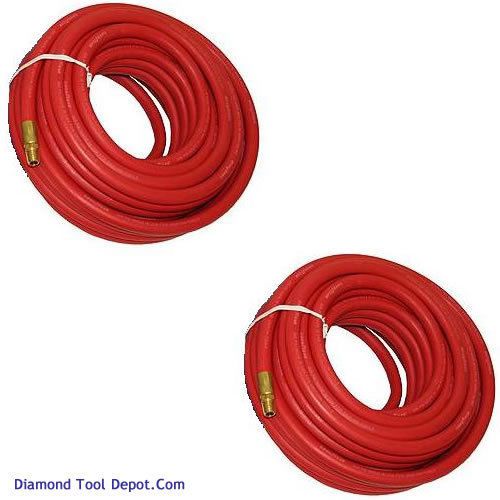Red goodyear 50 foot air  hose 3/8&#034; rubber 2pc for sale