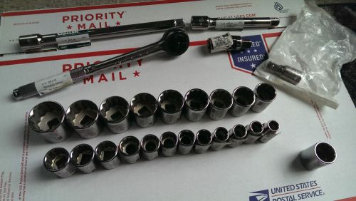 Allen brand tools us made 27 pc lot - 1/2&#034; dr 12 pt sockets/extensions/ratchet for sale