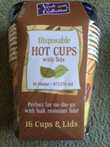 16 New Paper Hot Cold Cups with Lids K Coffee To Go Tea 16 Oz Keurig Plastic Lid