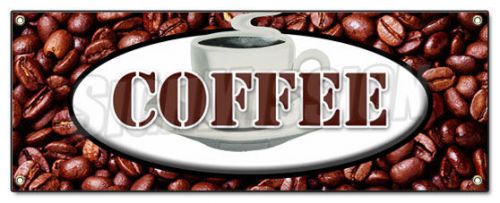 COFFEE BANNER SIGN shop cafe beans hot cappuccino fresh brewed hot iced