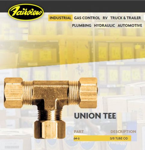 3/8&#034; brass union / compression tees for copper, brass, aluminum or  plastic tube for sale