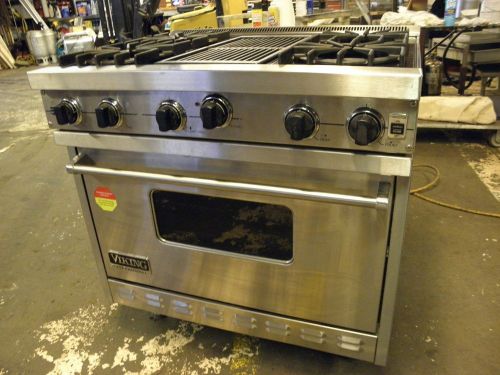 Viking professional vgrc365 nat gas four burner range oven w grill charbrioler for sale