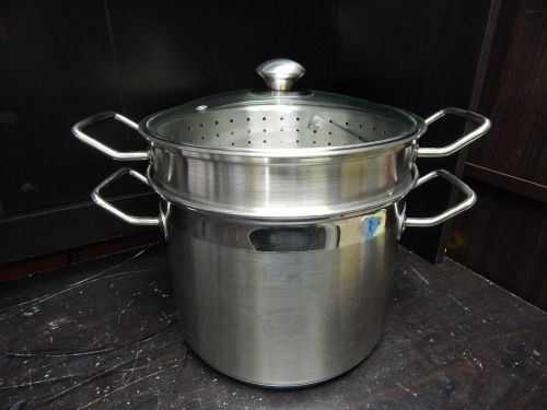 Commercial stainless steel pasta stock pot - steams, boils, self draining for sale