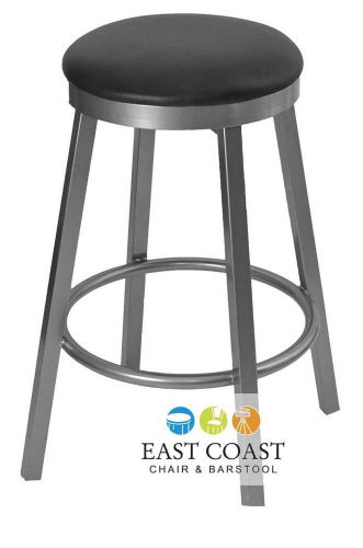New steel city backless swivel bar stool with silver base &amp; black seat for sale