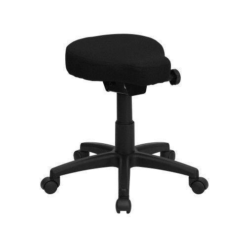Flash Furniture WL-1620-GG Black Saddle-Seat Utility Stool with Height and Angle